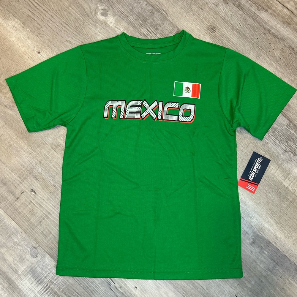 Mexico Icon Sports size 10-12 Youth Medium tee tshirt team green kids top
